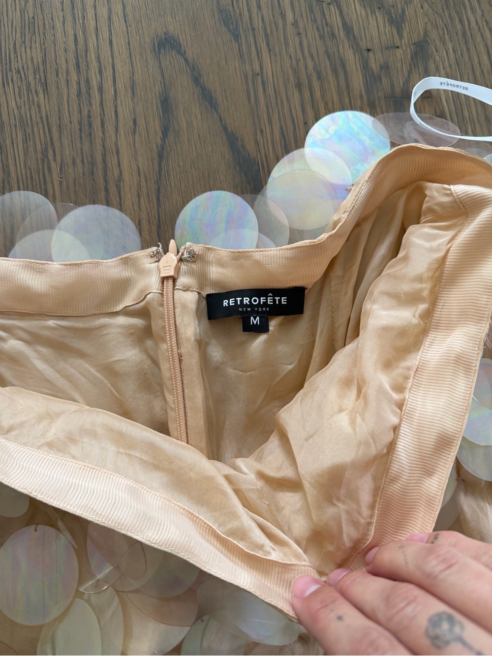 Retrofete Champagne Sequin Midi Skirt - Picture 4 of 4